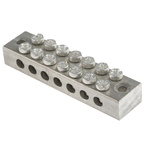 RS PRO 7-Way Double Screw Earth Terminal Block, 0 to 16mm², 0 → 16 AWG Wire, Screw Down, Brass Housing