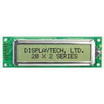 Displaytech 202A-FC-BC-3LP Alphanumeric LCD Display, White on Black, 2 Rows by 20 Characters, Transflective