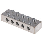 RS PRO 5-Way CE (BS EN 60998) Earth Block, 0 → 16 AWG Wire, Screw Down, Brass Housing