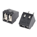 Phoenix Contact MKDS 1/ 2-3.5 HT BK Series PCB Terminal Block, 2-Contact, 3.5mm Pitch, Through Hole Mount, 1-Row,