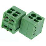 Phoenix Contact SPT 2.5/ 2-H-5.0 Series PCB Terminal Block, 2-Contact, 5mm Pitch, Through Hole Mount, 1-Row, Spring