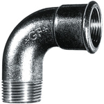 Georg Fischer Malleable Iron Fitting Short Elbow, 3/4 in BSPT Male (Connection 1), 3/4 in BSPP Female (Connection 2)