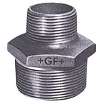 Georg Fischer Malleable Iron Fitting Reducer Hexagon Nipple, 1-1/4 in BSPT Male (Connection 1), 1 in BSPT Male
