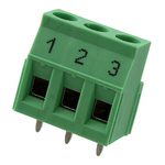 Phoenix Contact MKDSN 2.5/3-5.08 BD:1-3 Series PCB Terminal Block, 3-Contact, 5.08mm Pitch, Through Hole Mount, Screw