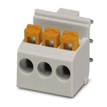 Phoenix Contact FKDSO 2.5/ 3-R KMGY Series PCB Terminal Block, 3-Contact, 5mm Pitch, Through Hole Mount, Spring Cage