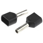 TE Connectivity Insulated Crimp Bootlace Ferrule, 8mm Pin Length, 2.2mm Pin Diameter, 2 x 1.5mm² Wire Size, Black