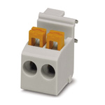 Phoenix Contact FKDSO 2.5/ 2-R KMGY Series PCB Terminal Block, 2-Contact, 5mm Pitch, Through Hole Mount, Spring Cage