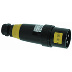 Emerson Network Power, PRE IP66 Yellow Cable Mount 2P+E Industrial Power Plug, Rated At 32.0A, 100-130Vac 50/60Hz