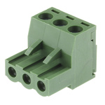 RS PRO 5.08mm Pitch 3 Way Pluggable Terminal Block, Plug, Cable Mount, Screw Termination