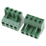 RS PRO 5.08mm Pitch 4 Way Pluggable Terminal Block, Plug, Cable Mount, Screw Termination