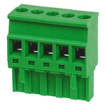 RS PRO 5mm Pitch 5 Way Pluggable Terminal Block, Plug, Through Hole, Screw Termination