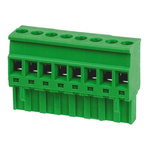 RS PRO 5mm Pitch 8 Way Pluggable Terminal Block, Plug, Through Hole, Screw Termination
