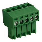 RS PRO 3.5mm Pitch 5 Way Right Angle Pluggable Terminal Block, Plug, Through Hole, Screw Termination