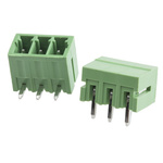 RS PRO 3.5mm Pitch 3 Way Right Angle Pluggable Terminal Block, Header, Through Hole, Solder Termination