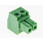 RS PRO 3.81mm Pitch 2 Way Right Angle Pluggable Terminal Block, Plug, Through Hole, Screw Termination