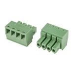 RS PRO 3.81mm Pitch 4 Way Right Angle Pluggable Terminal Block, Plug, Through Hole, Screw Termination