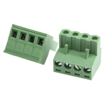 RS PRO 5mm Pitch 4 Way Right Angle Pluggable Terminal Block, Plug, Through Hole, Screw Termination