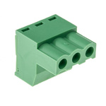 RS PRO 5.08mm Pitch 3 Way Right Angle Pluggable Terminal Block, Plug, Through Hole, Screw Termination