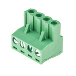 RS PRO 5.08mm Pitch 4 Way Right Angle Pluggable Terminal Block, Plug, Through Hole, Screw Termination