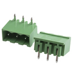 RS PRO 5.08mm Pitch 3 Way Right Angle Pluggable Terminal Block, Header, Through Hole, Solder Termination