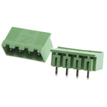 RS PRO 5.08mm Pitch 4 Way Right Angle Pluggable Terminal Block, Header, Through Hole, Solder Termination