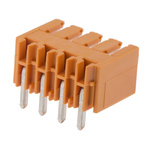 Weidmuller 3.5mm Pitch 4 Way Right Angle Pluggable Terminal Block, Header, Through Hole, Solder Termination