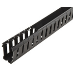 Betaduct Black Slotted Panel Trunking - Open Slot, W25 mm x D50mm, L1m, PVC
