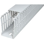 SES Sterling GF-DIN-SH-A7/5 Grey Slotted Panel Trunking - Open Slot, W25 mm x D75mm, L2m, Halogen Free PC/ABS