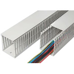 SES Sterling GN-HF-A6/4 Grey Slotted Panel Trunking - Open Slot, W25 mm x D80mm, L2m, Halogen Free PC/ABS