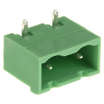 Phoenix Contact 7.62mm Pitch 2 Way Right Angle Pluggable Terminal Block, Header, Through Hole, Solder Termination