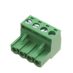 RS PRO 5mm Pitch 4 Way Pluggable Terminal Block, Plug, Free Hanging (In Line)