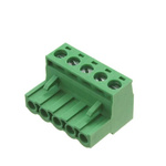 RS PRO 5mm Pitch 5 Way Pluggable Terminal Block, Plug, Free Hanging (In Line)
