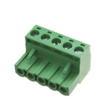 RS PRO 5.08mm Pitch 5 Way Pluggable Terminal Block, Plug, Free Hanging (In Line)