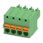 Phoenix Contact 3.81mm Pitch 4 Way Pluggable Terminal Block, Plug, Cable Mount, Spring Cage Termination