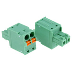 Phoenix Contact 3.81mm Pitch 2 Way Pluggable Terminal Block, Plug, Cable Mount, Spring Cage Termination