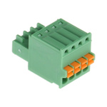 Phoenix Contact 2.5mm Pitch 4 Way Pluggable Terminal Block, Plug, Cable Mount, Spring Cage Termination