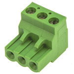 TE Connectivity 5.08mm Pitch 3 Way Pluggable Terminal Block, Plug, Cable Mount, Screw Down Termination