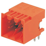 Weidmuller 3.5mm Pitch 6 Way Right Angle Pluggable Terminal Block, Header, Through Hole, Solder Termination