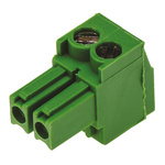 TE Connectivity 3.5mm Pitch 2 Way Right Angle Pluggable Terminal Block, Plug, Cable Mount, Screw Termination