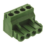TE Connectivity 5.08mm Pitch 4 Way Right Angle Pluggable Terminal Block, Plug, Cable Mount, Screw Termination