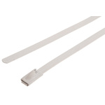 RS PRO White Cable Tie Polyester Coated Stainless Steel Roller Ball, 150mm x 4.6 mm