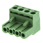 Phoenix Contact 5mm Pitch 4 Way Pluggable Terminal Block, Plug, Plug-In, Screw Termination