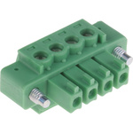 Phoenix Contact 3.81mm Pitch 4 Way Pluggable Terminal Block, Plug, Cable Mount, Screw Termination