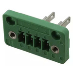 Phoenix Contact 3.81mm Pitch 4 Way Pluggable Terminal Block, Feed Through Header, Panel Mount, Solder/Slip on