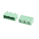 Phoenix Contact 7.62mm Pitch 3 Way Right Angle Pluggable Terminal Block, Header, Through Hole, Solder Termination