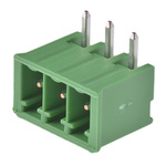 TE Connectivity 3.5mm Pitch 3 Way Right Angle Pluggable Terminal Block, Header, Through Hole, Solder Termination