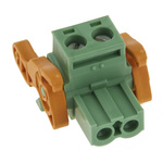 Phoenix Contact 5.08mm Pitch 2 Way Pluggable Terminal Block, Plug, Cable Mount, Screw Termination