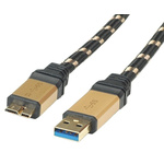 Roline Male USB A to Male Micro USB B USB Cable, 0.8m, USB 3.0