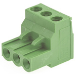 TE Connectivity 5mm Pitch 3 Way Right Angle Pluggable Terminal Block, Plug, Cable Mount, Screw Termination