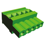 TE Connectivity 5mm Pitch 5 Way Pluggable Terminal Block, Plug, Panel Mount, Solder Termination